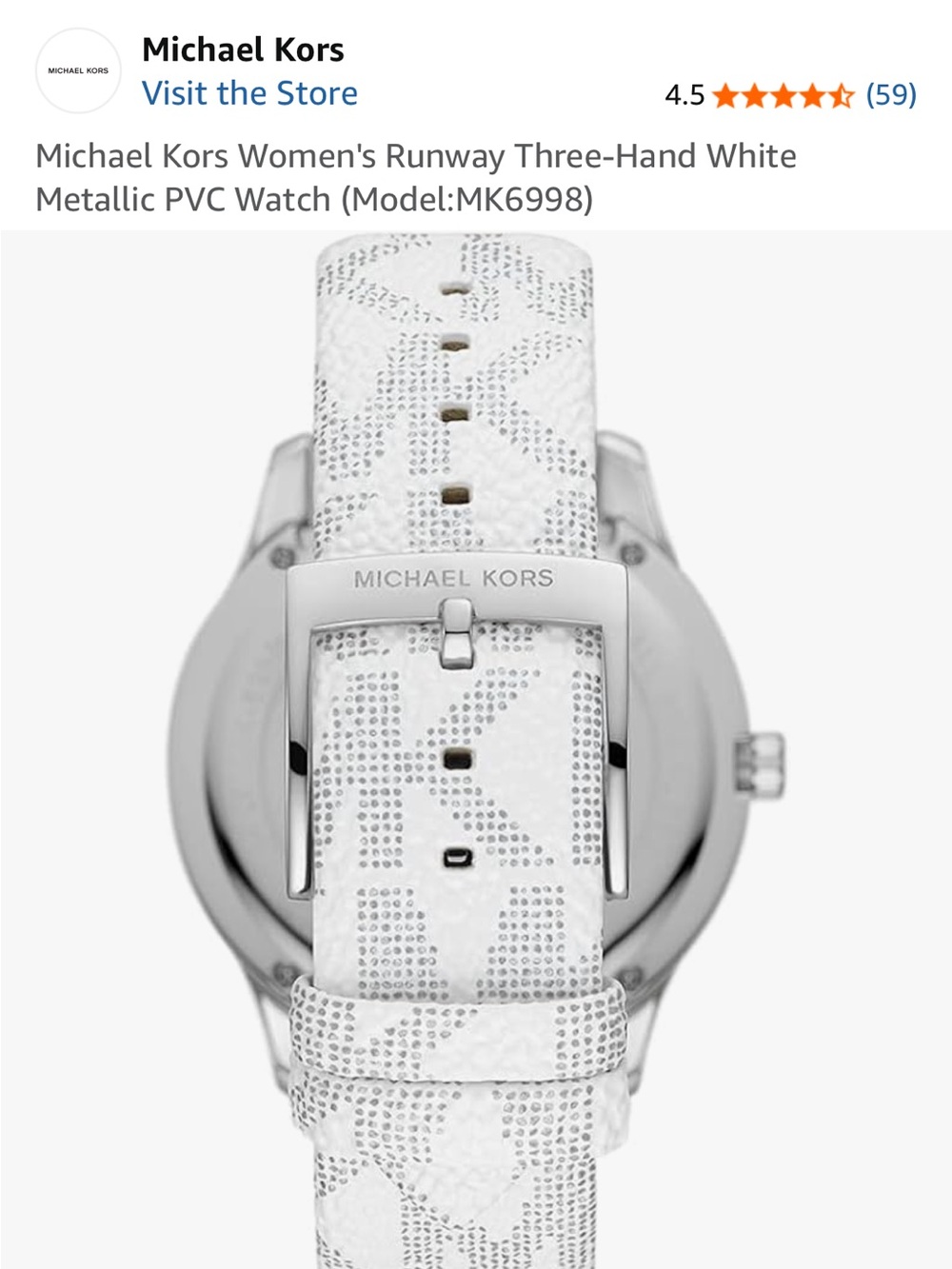 Michael Kors Women's Runway Three-Hand White Metallic Watch - Picture 2 of 10